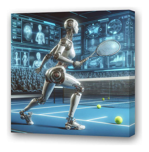 Cuadro 60x60cm Robot Tenis Juego Raqueta Paleta Cancha