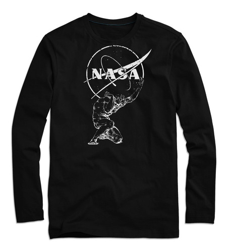 Playera Manga Larga Nasa-atlas 100% Algodón