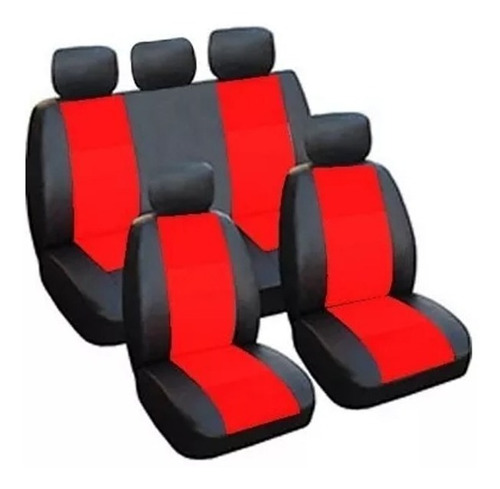 Funda Cubre Asiento Cuerina Cuero Auto Vw Gol Rojo/negro