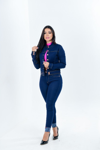 Imagem 3 de 8 de Jaqueta Jaquetinha Estampada Oncinha Feminina Jeans Curta
