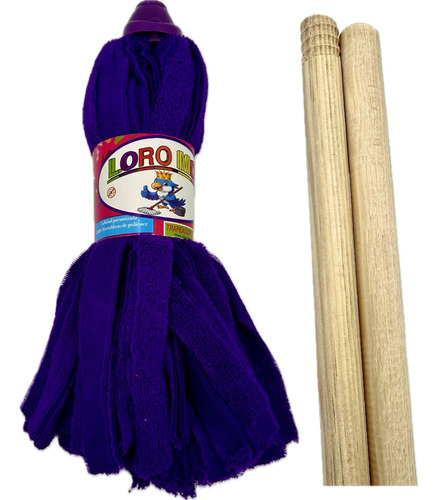 1 Mechudo Trapeador De Microfibra Loro Mop C/bastón Madera
