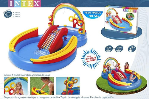 Play Center Pileta Niños Inflable Intex Rainbow 297x193x135