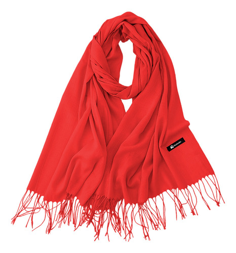 Bufanda Cuellera Pashmina Palestina De Invierno Para Mujer Color Rojo Diseño de la tela Liso