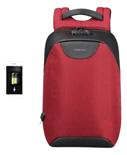Mochila Tigernu Ejecutiva Para Notebook Rojo T-b3611