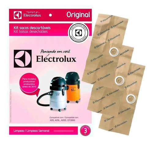 Saco Para Aspirador Electrolux A20 Gt3000 Antigo Cse19 3un