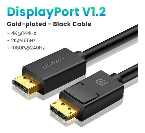 Cable Displayport Dp 1.2 4k Ugreen 144 Hz 1.5 Metros