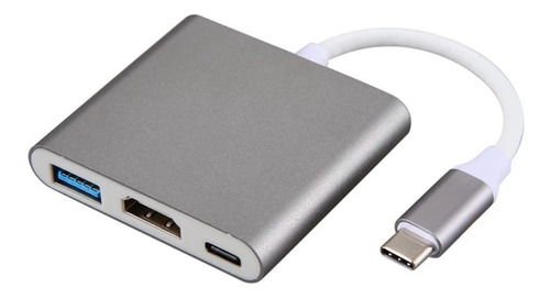 3 En 1 Usb Hub Adaptador Pd 3.0 Tipo C Hdmi 4k Para Mac iPad