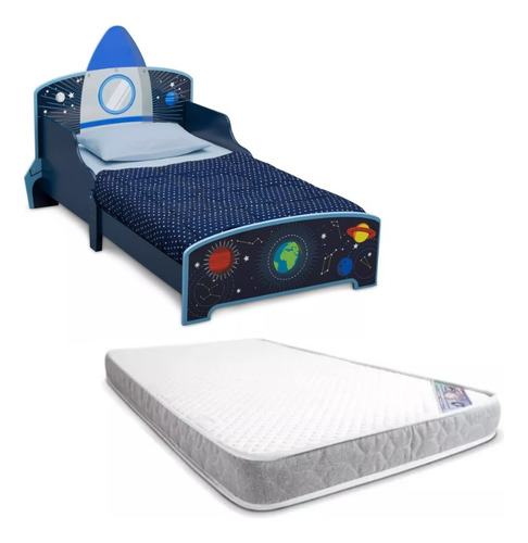 Cama De Madera Infantil Espacio Planetas Space Y Colchon