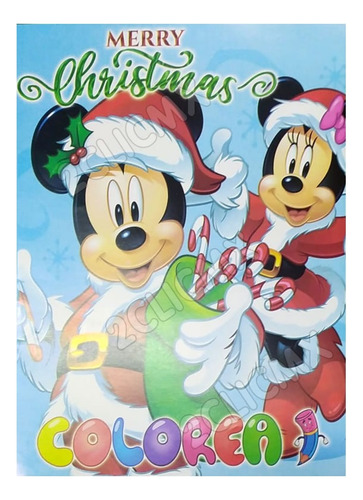 10 Libros Colorear Navidad Mickey Mimi + 10 Crayolas 6 Pzs