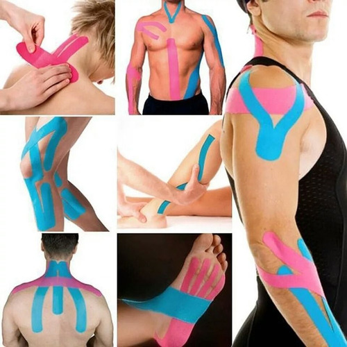 Fita Bandagem Elástica Tape Fisioterapia Kinesiology Taping Cor Azul