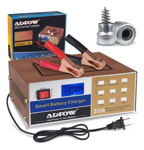 Adpow Cargador De Bateria Inteligente Automotriz 12 V 24 12