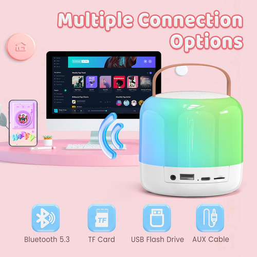 Mini Máquina De Karaoke Portátil Con 2 Micrófonos Inalámbric