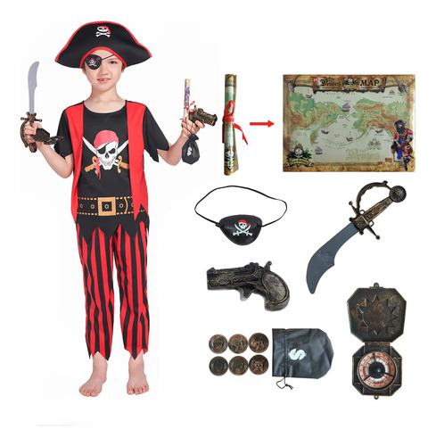 Rabtero Disfraz De Pirata Para Ninos, Juego De Rol Pirata De