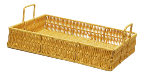 Bandeja Tejida Para Servir, Cesta Tejida, Cesta Amarillo