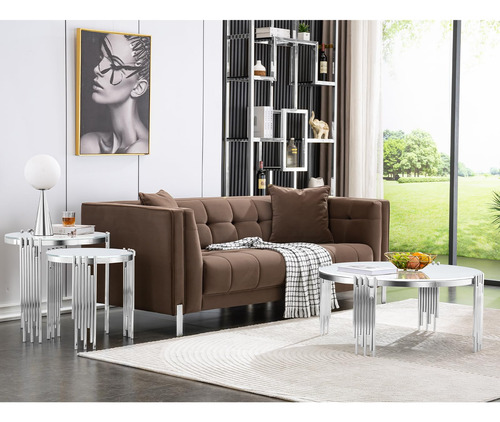 Anewsun Juego De Mesa De Sala De Estar De 2 Piezas Juego De