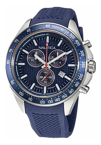 Relógio masculino Nautica Napobs108 Blue Pulse Quartz Silicone