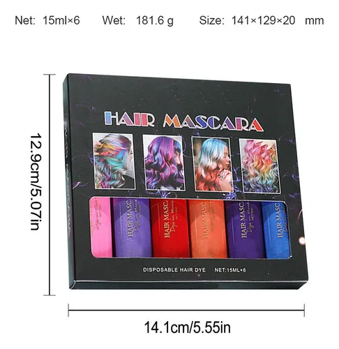 Tinte De Cabello Para Niñas, 6 Colores, Máscara Temporal