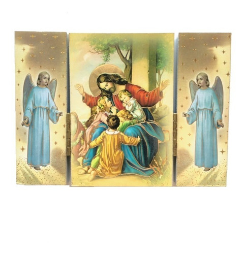 Cuadro De Jesus Con Niños Y Ángeles Custodios  (made Italy)