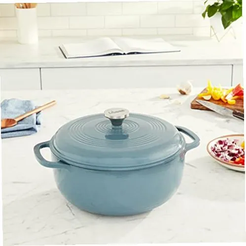 Lodge Ec6d34 Enameled Dutch Oven, 6 Qt, Storm Blue Color Azul