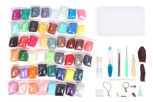 Kit De Fieltro De Lana Con Aguja, 50 Colores, Suministros De