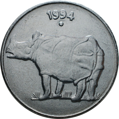 India Moneda Del Año 1994 De 25 Paise - Rinoceronte