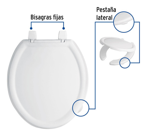 Imagen 4 de 7 de Asiento Económico Para Wc, 35 Cm, Blanco 49902