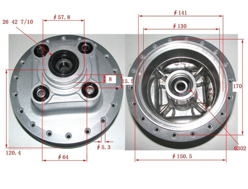 Imagen 4 de 5 de Maza De Rueda Trasera P/ Honda Cg 125 Titan2000 Fan