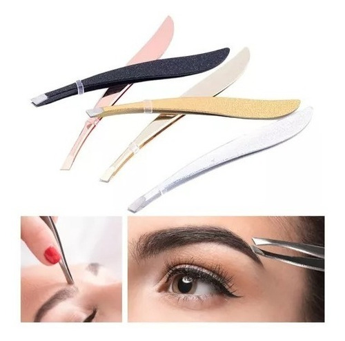 12 Pinzas Cejas Para Depilar Delinear Metálico Belleza Acero Color