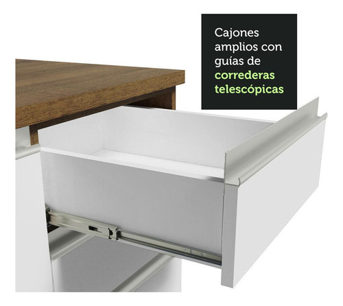 Mueble De Cocina Integral 260cm Glamy Madesa 04 Color Marrón/Blanco