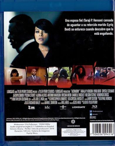 Infiel Acrimony Taraji P Henson Pelicula Blu-ray