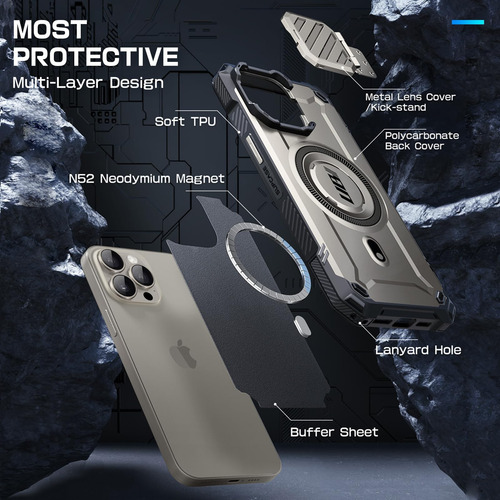 Supcase Para iPhone 15 Pro Max Case Com Capa E Suporte Da Câ