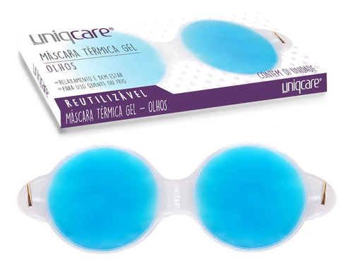 Máscara Térmica Gel Relaxante Olheiras Edemas Azul Uniqmed