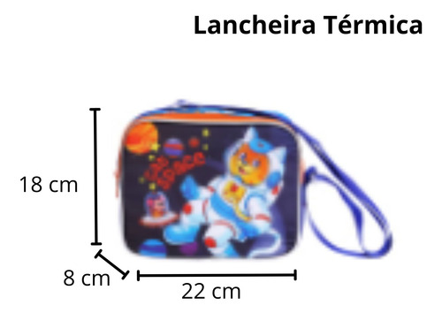 Mochila Infantil Rodinhas Lancheira E Estojo Cat Space Azul