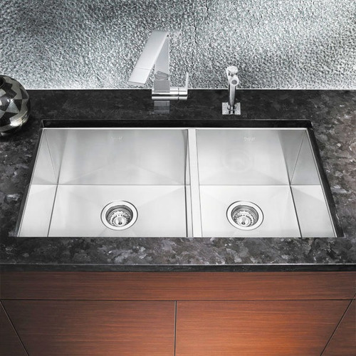 Cuba Dupla Inox Quadrada Gourmet Cozinha 88x40 Válvula Sq882