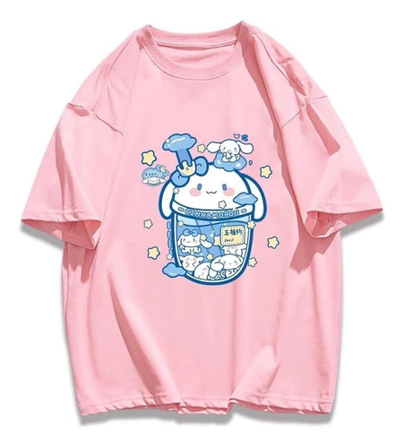 Camiseta De Manga Corta Con Bonito Estampado Cinnamoroll San