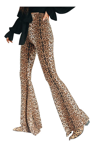 Calças Femininas Com Estampa Estampada, Leopardo, Leopardo,