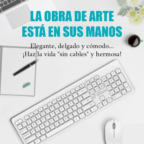 Imagen 2 de 10 de Combo Teclado Pc Blanco Usb Multimedia Con Mouse Integra