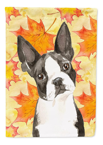 Caroline's Treasures Ck1849gf Fall Leaves Boston Terrier Gar