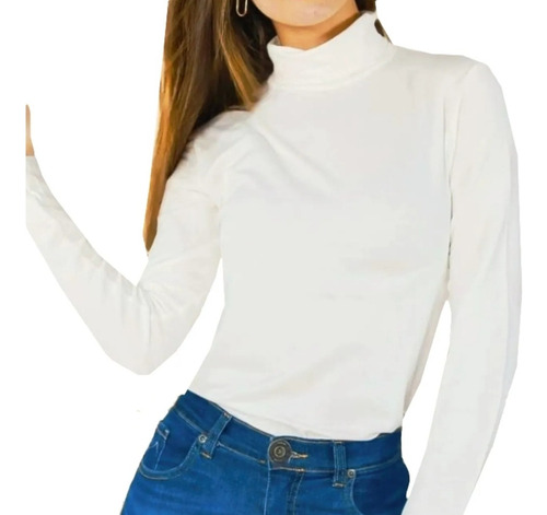 Polera De Morley. Cuello Media.pomera .super Calentitas Blanco Unico