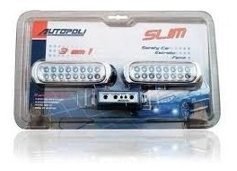 Milha Strobo Safetycar Slim 16 Leds Branca Farol Luz Cromado