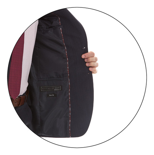 Traje Caballero Fit Slim Tejido Poliéster Vittorio Forti Azul Marino Liso 48r