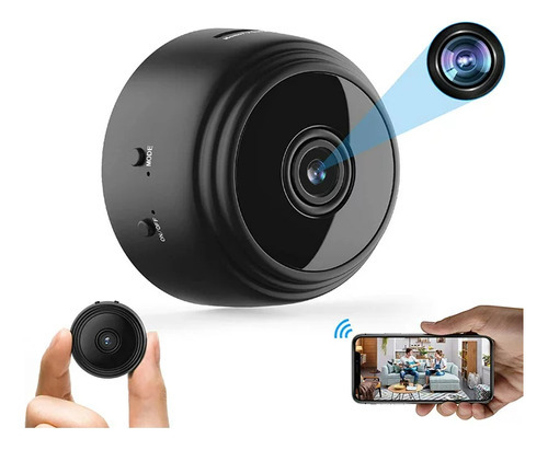 Imagem 1 de 6 de Mini Câmera Espiã A9 Wifi Com Sensor E Visão Noturna Cor Preto