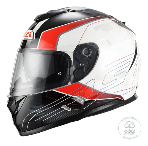 Casco Moto integral nzi symbio aresone doble visor talle m Color Negro, Blanco Y Rojo