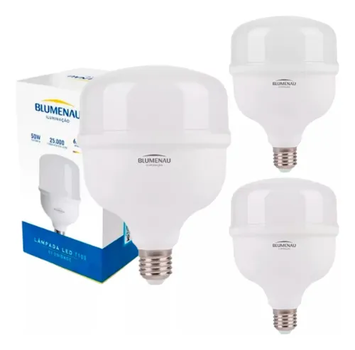 3x Lâmpada Led Bulbo 50w Alta Potência 6500k Luz Branca Fria
