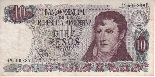 Bottero 2346 Billete De 10 Pesos Ley 18.188 Año 1973 - Vf