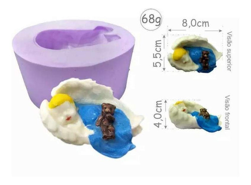 Molde Forma Silicone Bebe Dormindo Na Asa