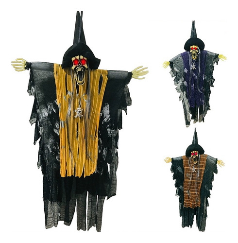 Muñeca Bruja Terror Colgante Decoración Halloween + Sonido 