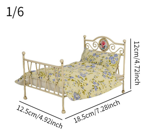 Modelo De Cama De Casa De Muñecas 1:6, Muebles De B
