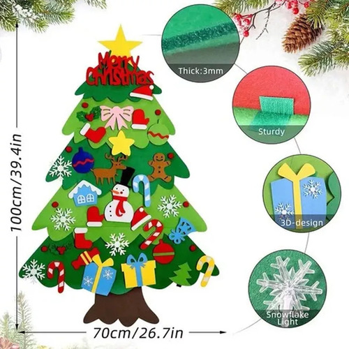 1 X Decoración De Pared De Fieltro Para Árbol De Navidad Hec