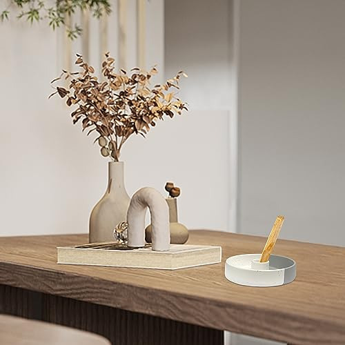 Soporte Palo Santo Cerámica Hecho A Mano Blanco/gris